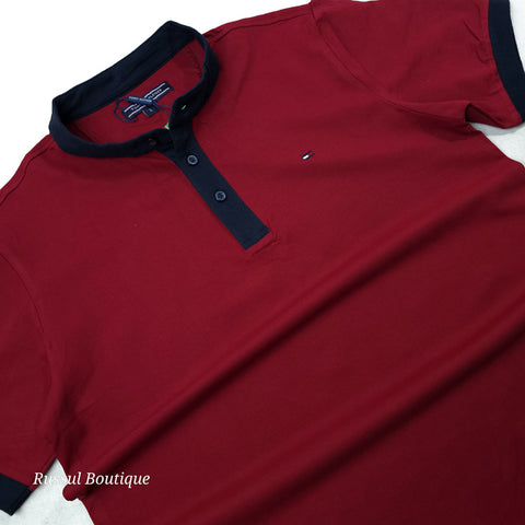 THF half button T-shirt | Wine