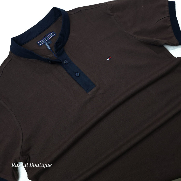 THF half button T-shirt | Brown