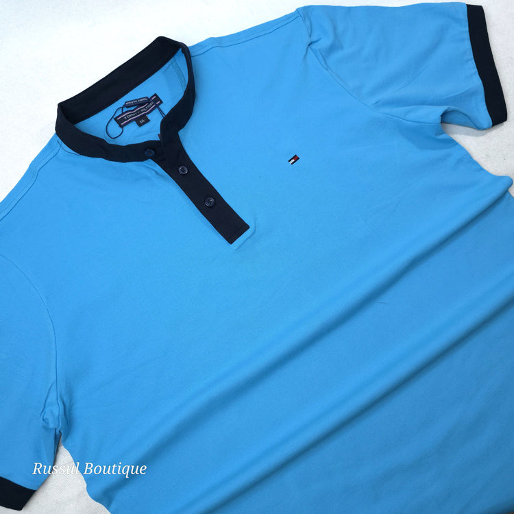 THF half button T-shirt | Sky blue