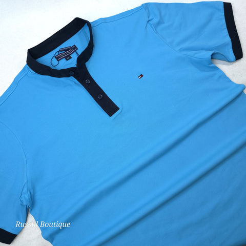 THF half button T-shirt | Sky blue