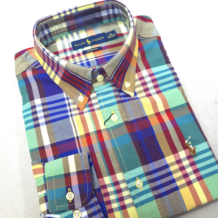 PRL pastel check Dress shirt | Green/Yellow