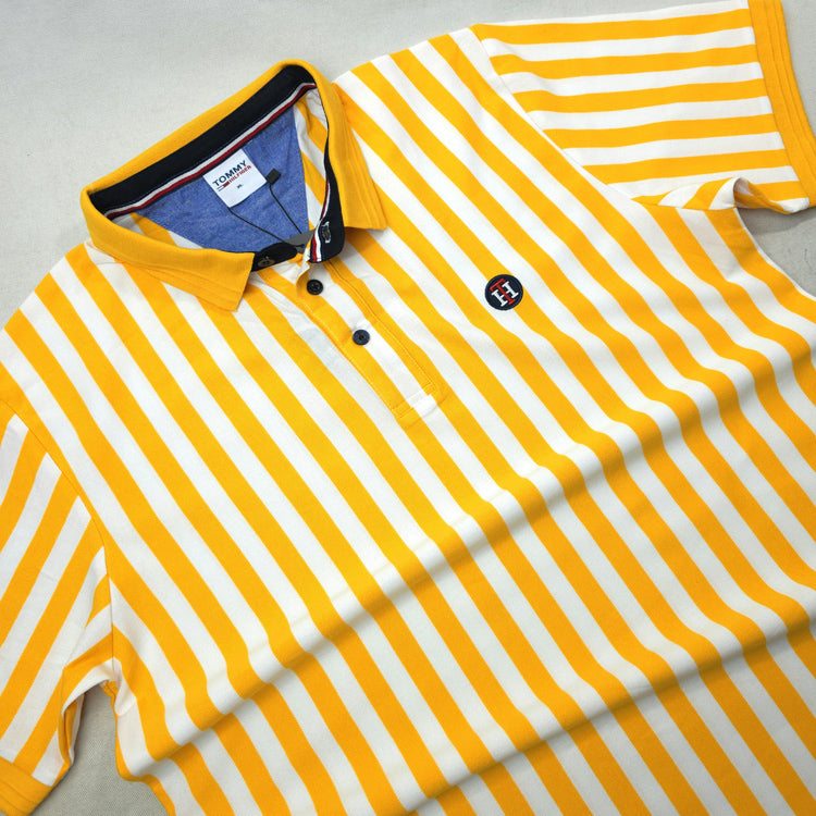 THF baseball striped polo shirt | Yellow