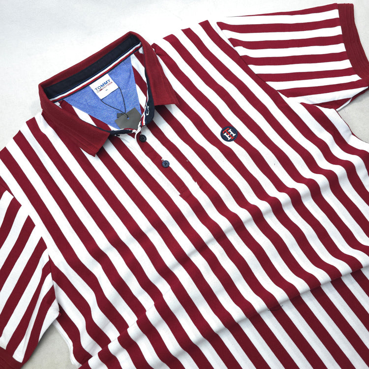 THF baseball striped polo shirt | Wine