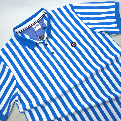 THF baseball striped polo shirt | Skyblue