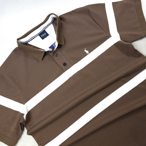 PRL duo-striped men's polo shirt | Brown