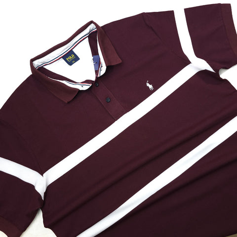 PRL duo-striped men's polo shirt | Wine