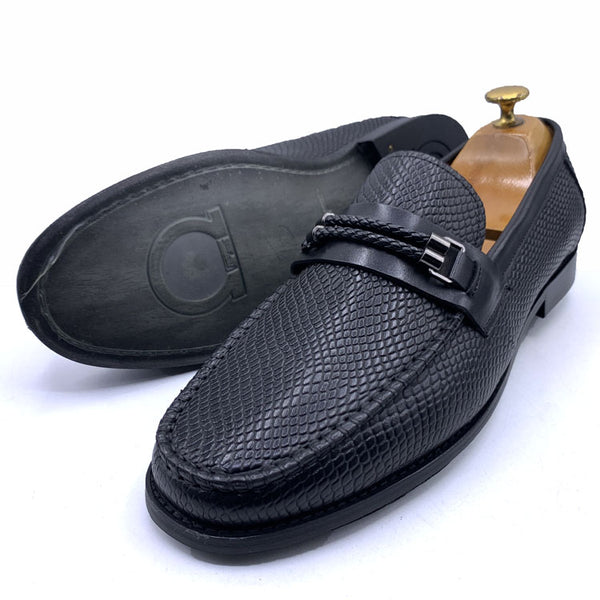 SF textured men's penny loafers | Black