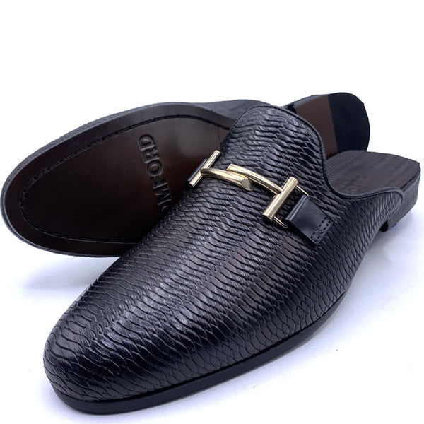 TF textured leather Mules | Brown