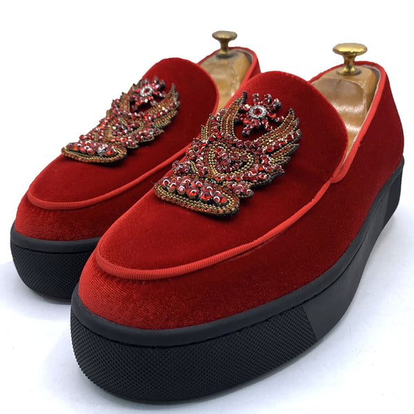 LB crested suede black soles | Red