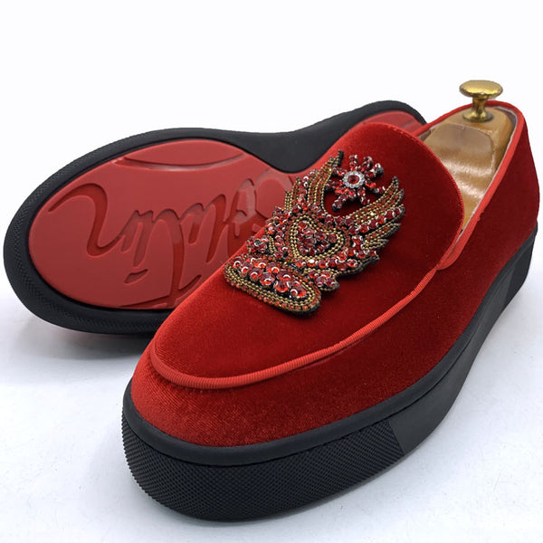 LB crested suede black soles | Red