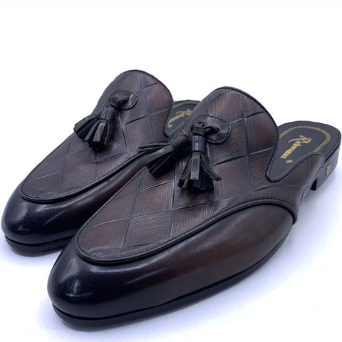 RH leather tassel Mules | Brown