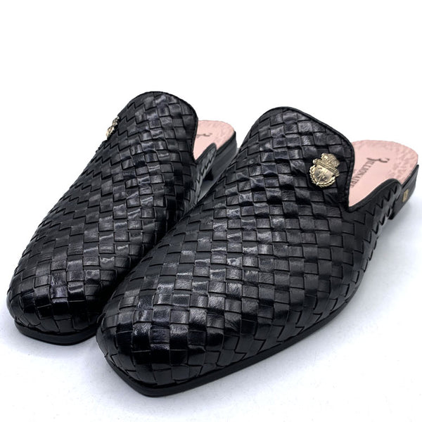 BB weave leather Mules | Black