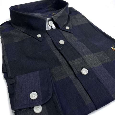 PRL two toned check Shirt | Patch Blue