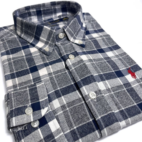 PRL two toned check Shirt | Rain Blue
