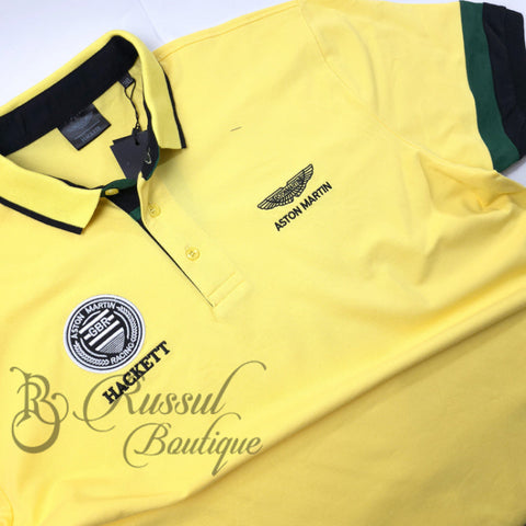 AM crested designer polo shirt | Yellow Polo