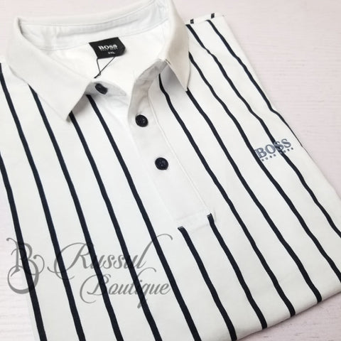 Bs Baseball Striped Polo Shirt | White Polo