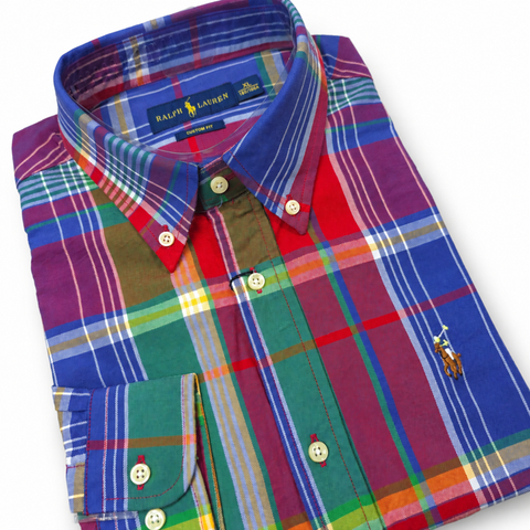 PRL pastel check Dress shirt | Blue/Wine