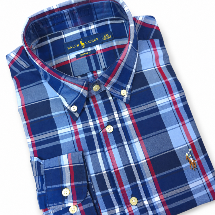 PRL pastel check Dress shirt | Blue/Red