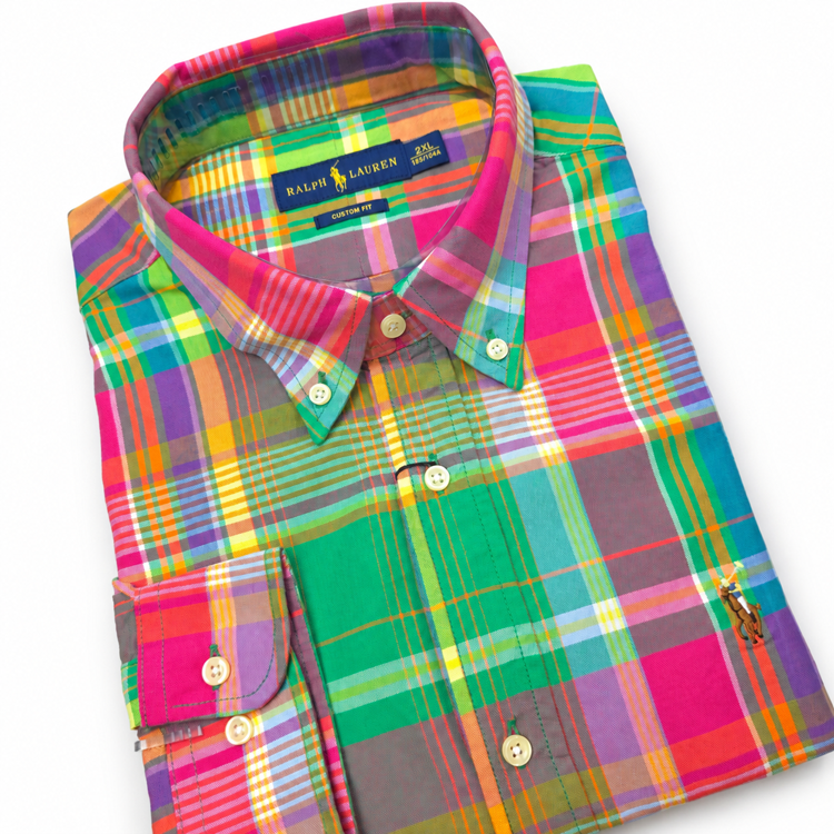 PRL pastel check Dress shirt | Green/Pink