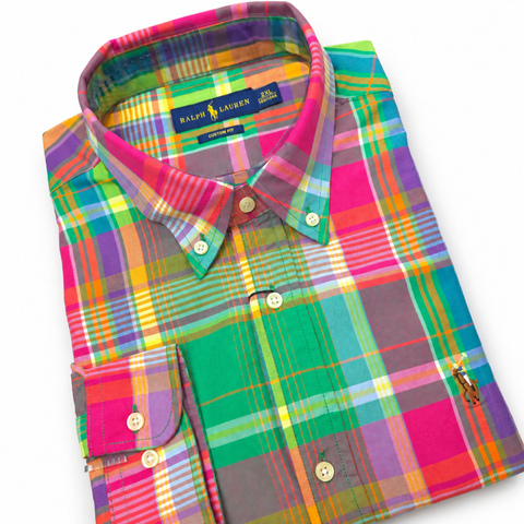 PRL pastel check Dress shirt | Green/Pink
