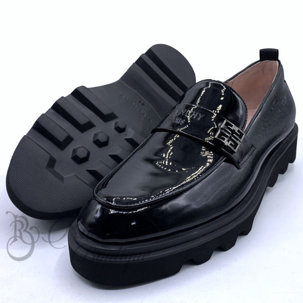 Gvy Wetlook Bold Sole Loafers| Black Exotic Shoe