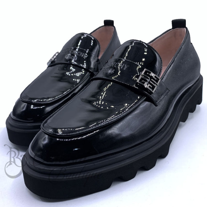 Gvy Wetlook Bold Sole Loafers| Black Exotic Shoe