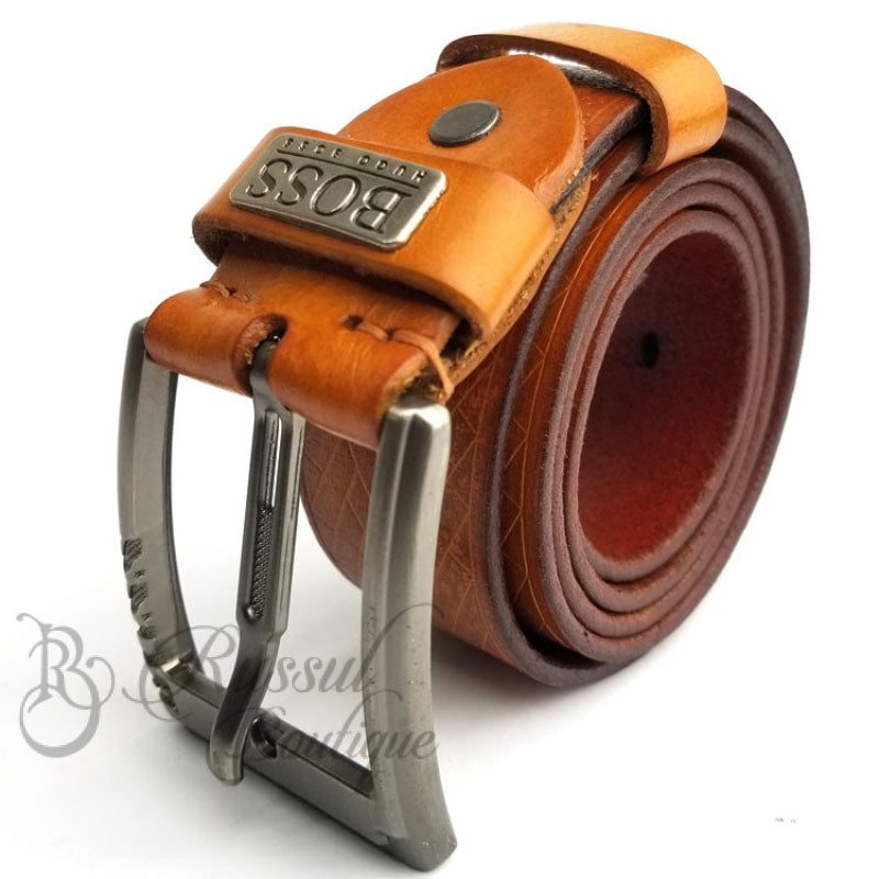 Hb Buckled Leather Belt | Oxblood Belt