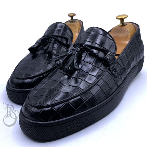 Lb Cracked Leather Black Soles | Black Loafers