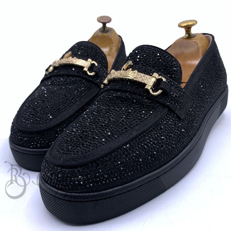 Lb Studded Penny Black Soles | Black Loafers