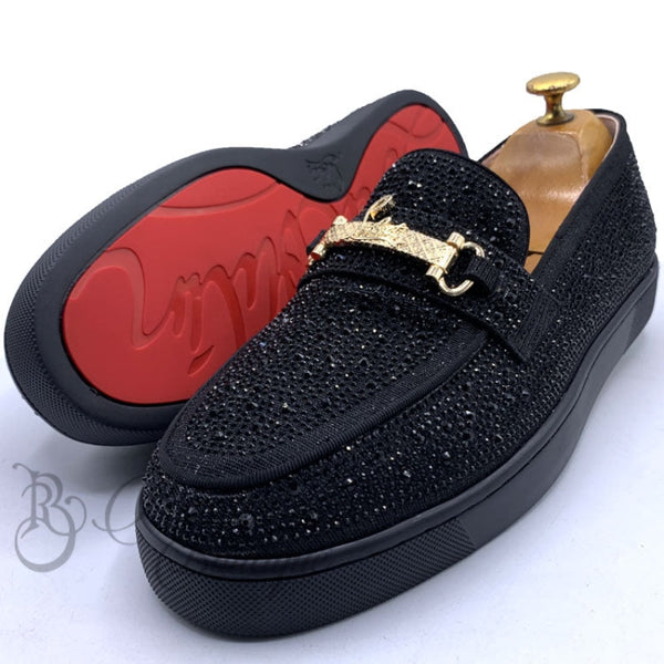 Lb Studded Penny Black Soles | Black Loafers