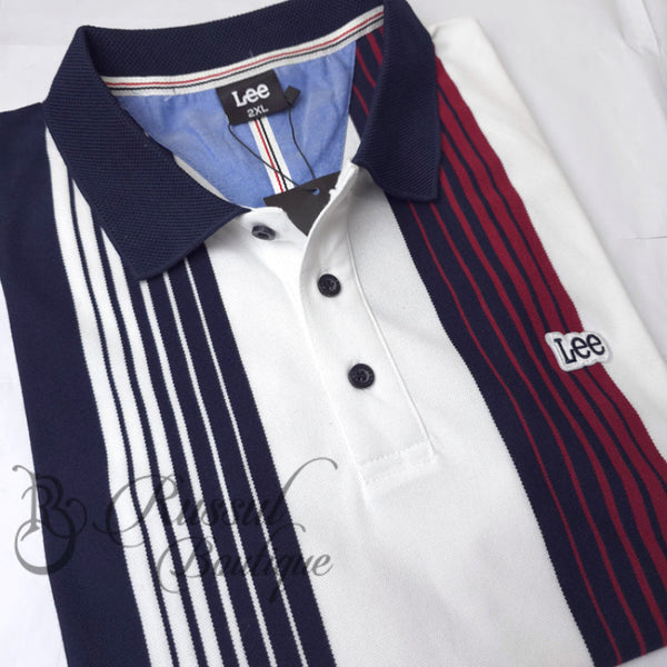 Lee Striped Designer Polo Shirt | White Polo