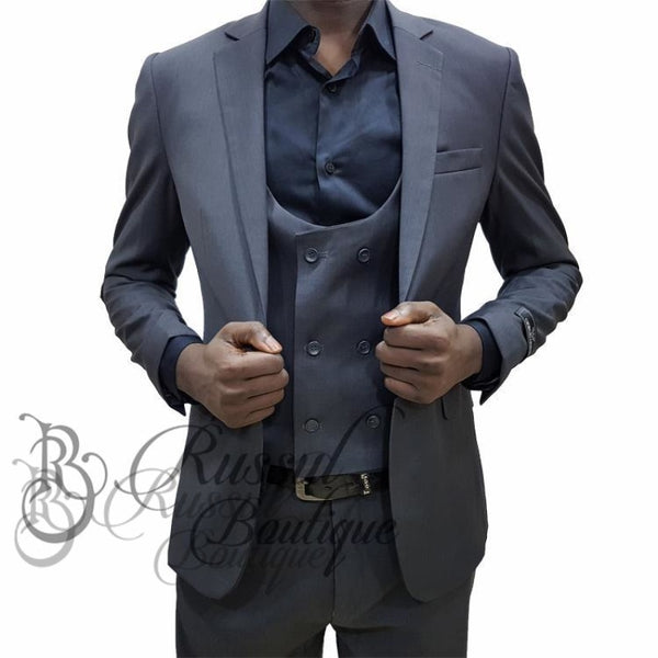 Men's 3-piece business Suit | Grey - Russul boutique