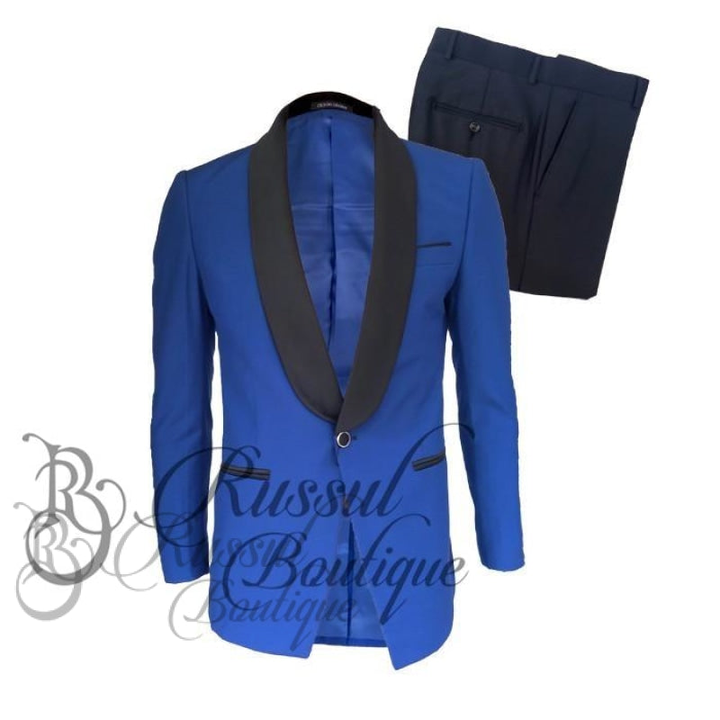 Men's Tuxedo with Single Button |Royal Blue - Russul boutique