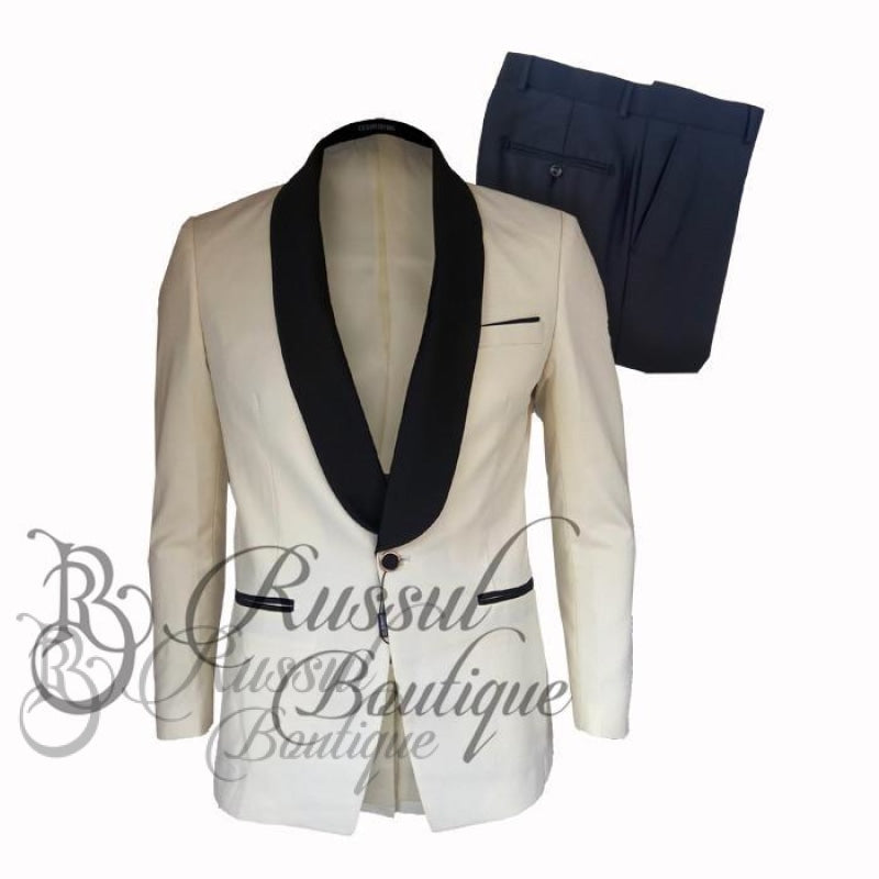 Men's Tuxedo with Single Button |white - Russul boutique