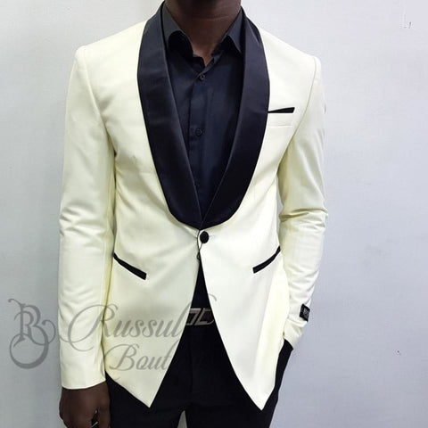Off White Mens Tuxedo With Single Button