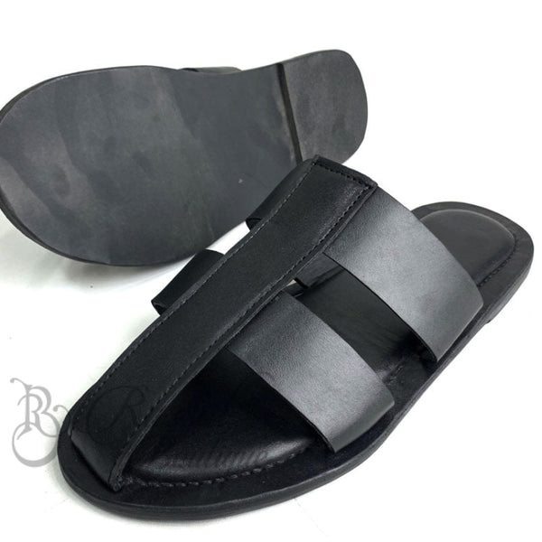 Rb Gladiator Comfy Leather Slips | Black Sandals