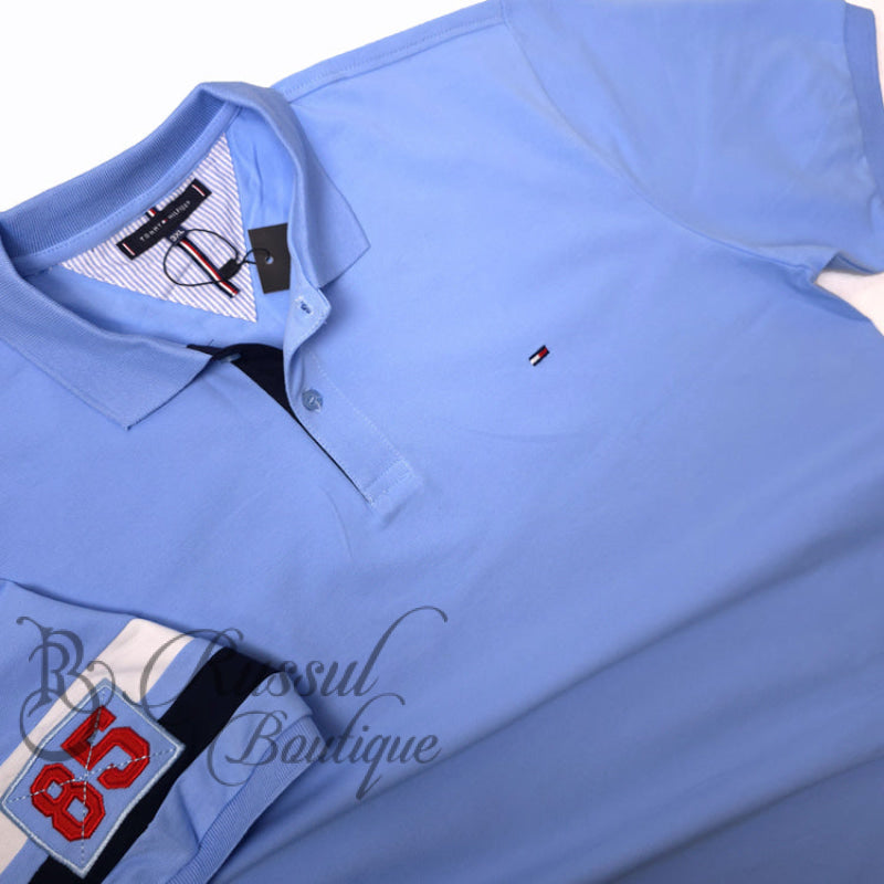 BIG- THF 85' crested polo shirt | Sky blue