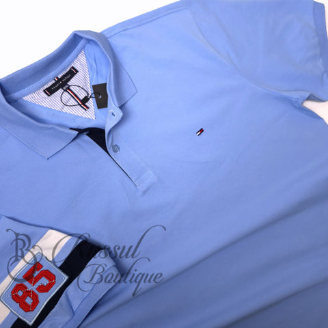BIG- THF 85' crested polo shirt | Sky blue