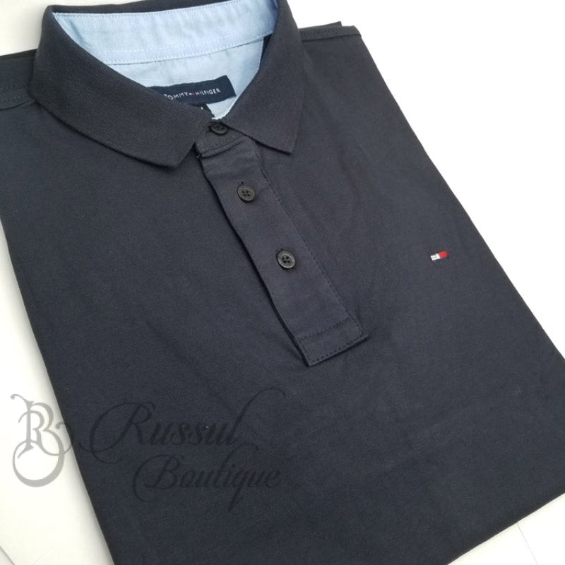 Thf Designer Plain Polo Shirt | Navy Blue Shirts