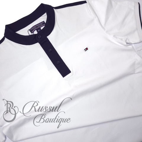 THF half button T-shirt | White polo