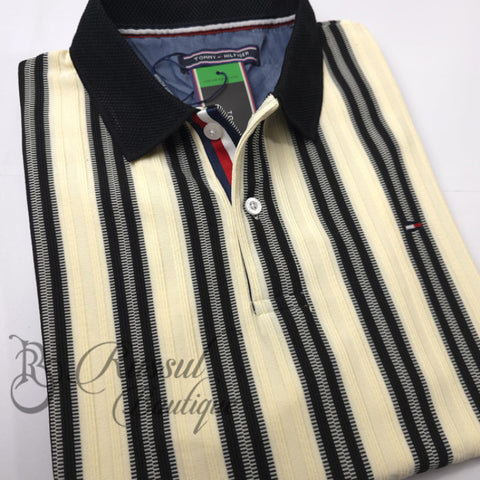 THF textured two toned polo shirt | Beige/Black polo
