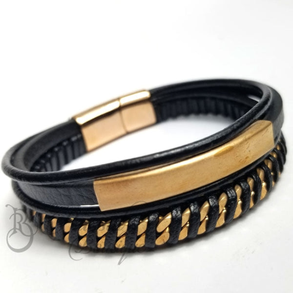 Two-Toned Leather Bracelet | Rosegold