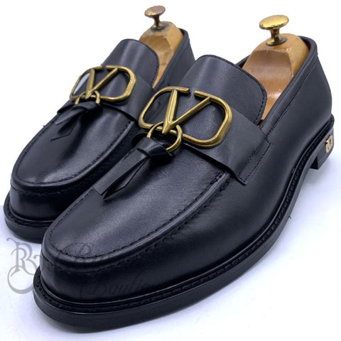Vlt Crested Tassel Leather Bold Sole | Black Shoes