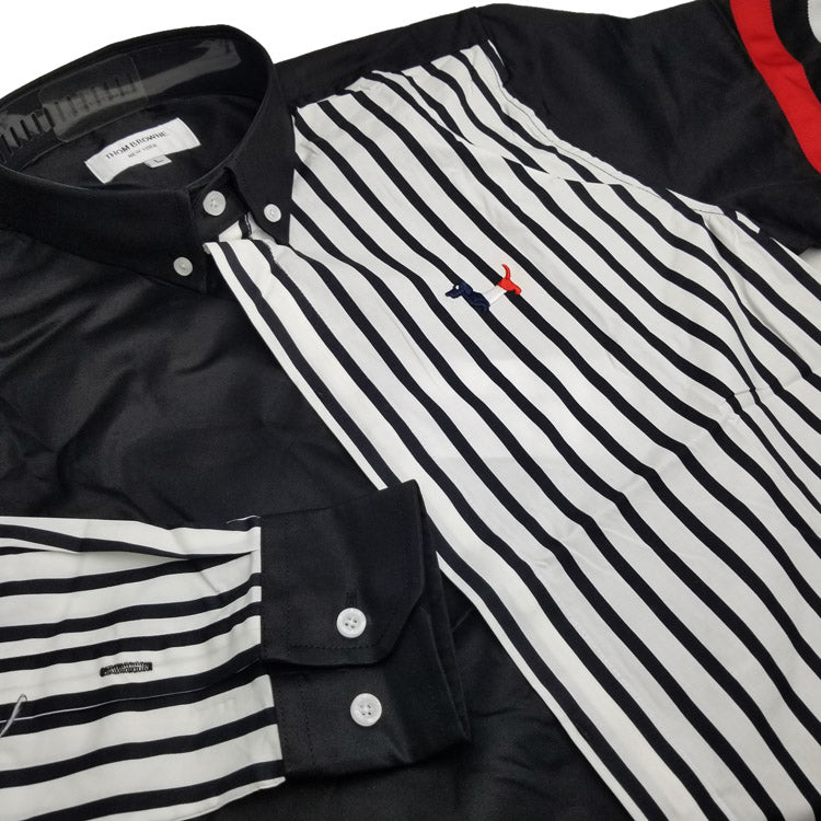 TB side striped designer Dress shirt | Black