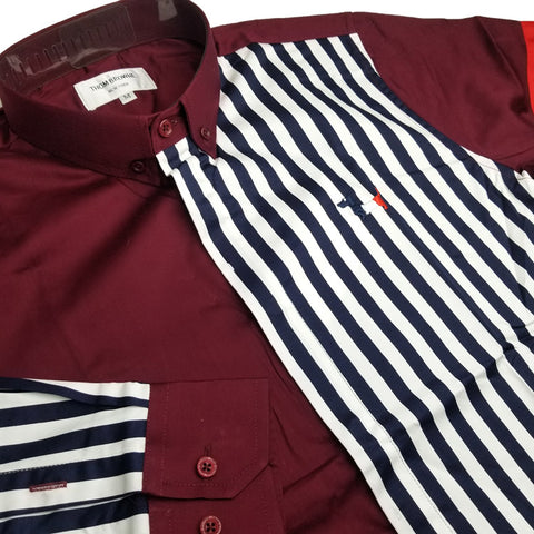 TB side striped designer Dress shirt | Wine