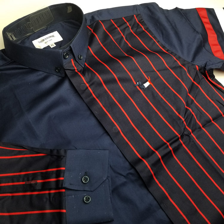 TB Red striped designer Dress shirt | Navy Blue