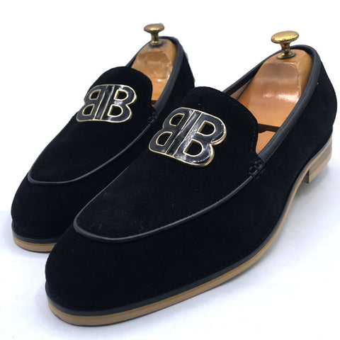 BLG crested suede dress shoe | Black