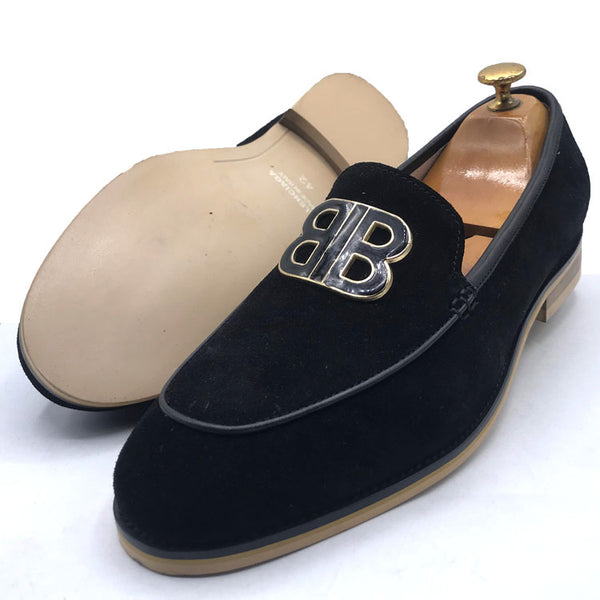 BLG crested suede dress shoe | Black
