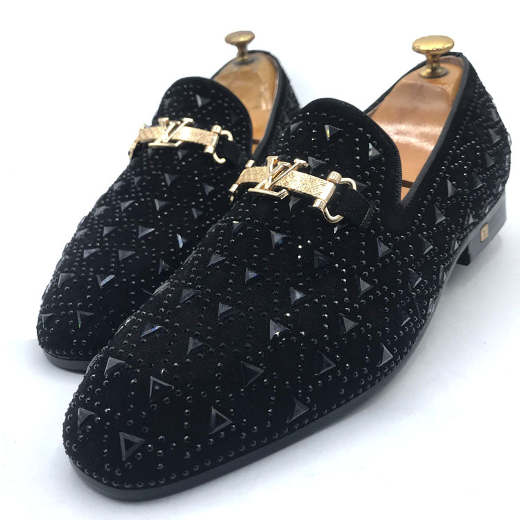 LV crystal Exotic dress Shoes | Black