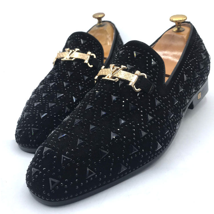 LV crystal Exotic dress Shoes Black